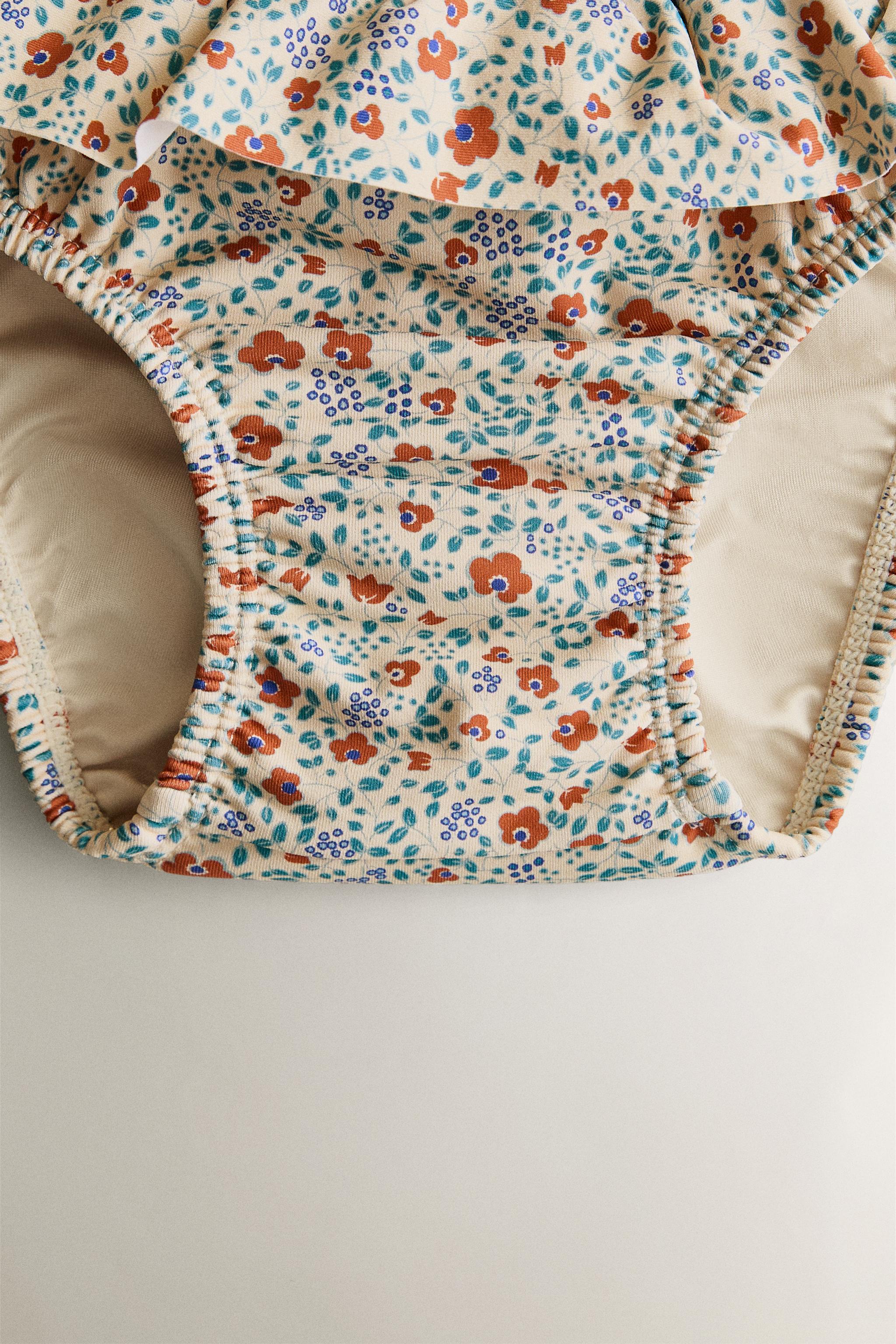 BABY FLORAL RUFFLE BEACH DIAPER COVER